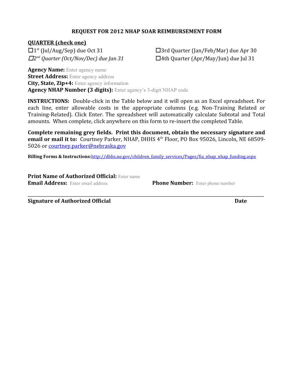 2012-13 NHAP SOAR Billing Form