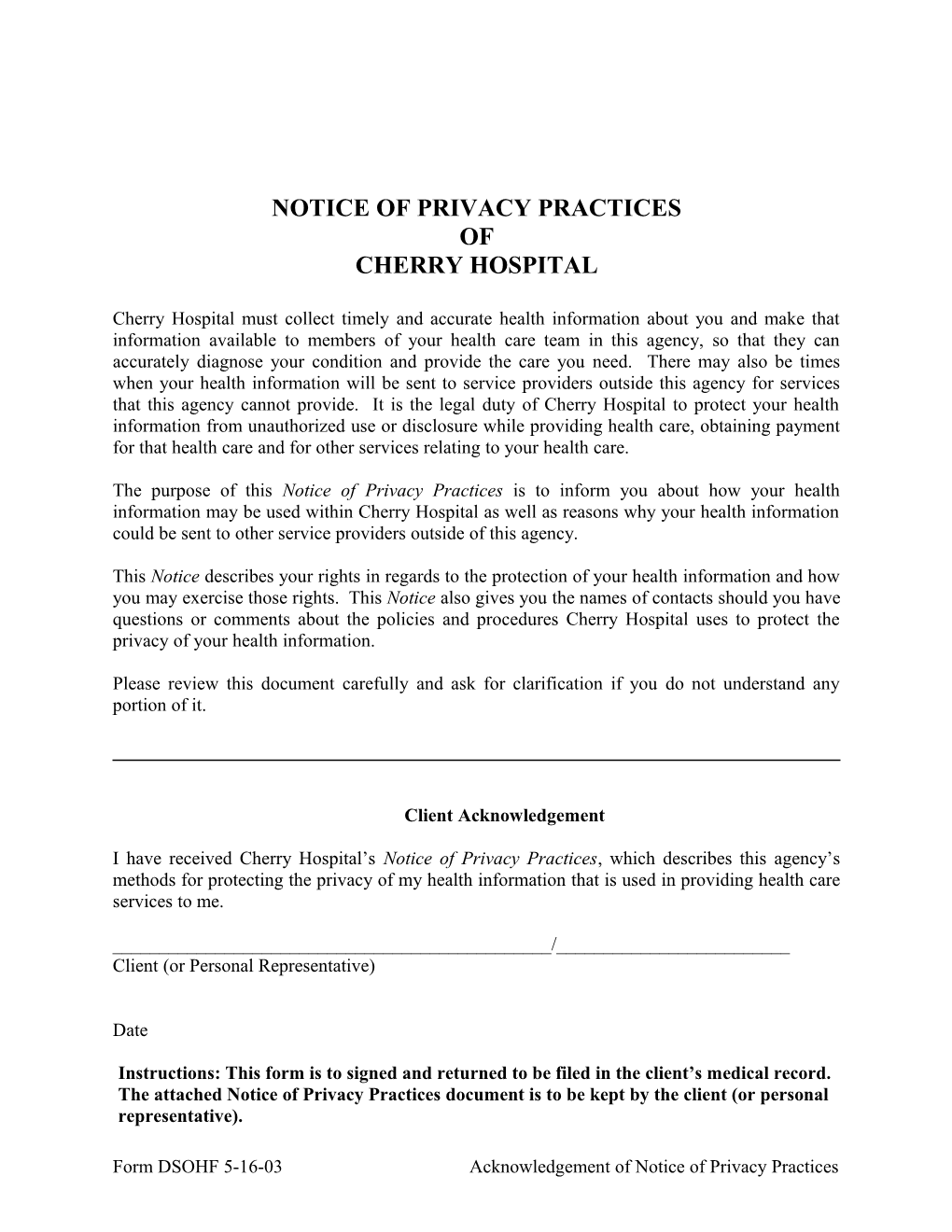 Notice of Privacy Practices s3