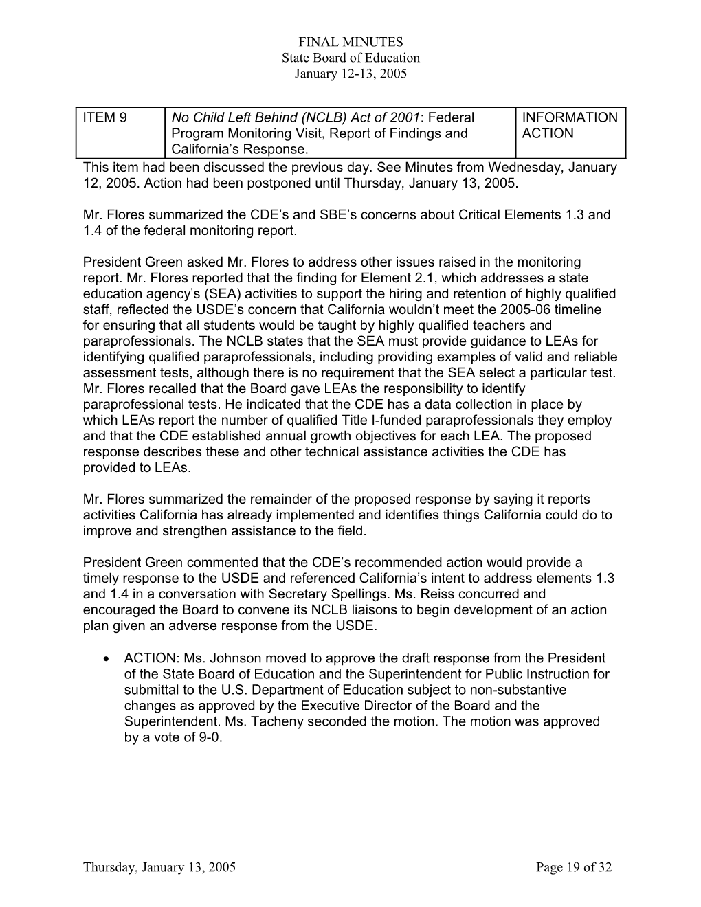Final Minutes January 13, 2005 - SBE Minutes (CA State Board of Education)