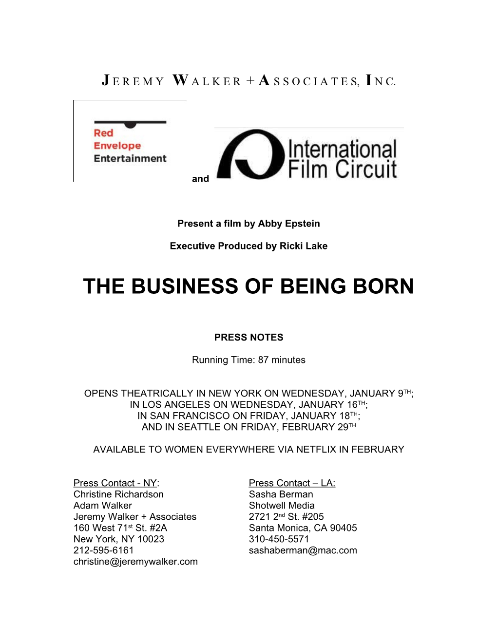 Business Of Being Born – Background Information