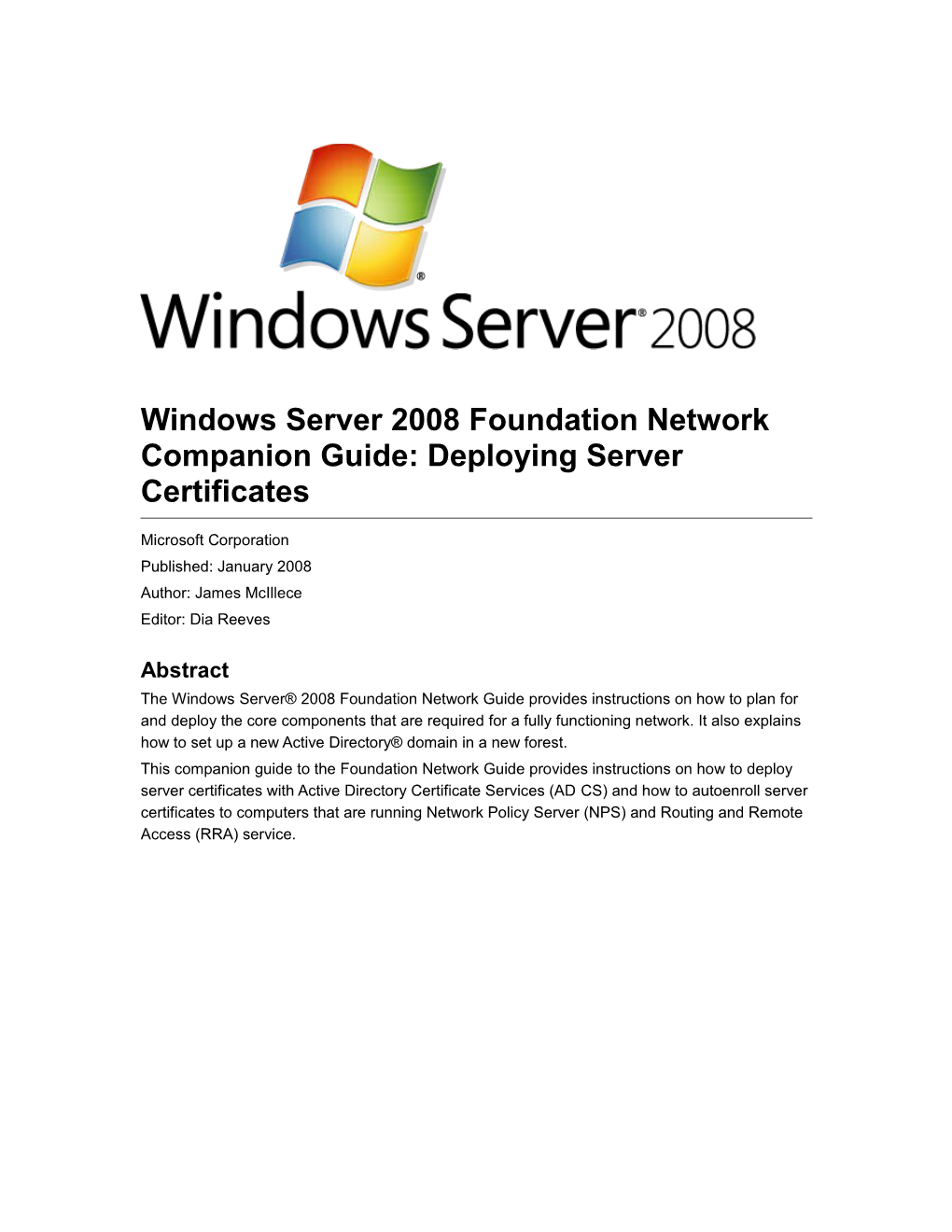 Windowsserver2008 Foundation Network Companion Guide: Deploying Server Certificates