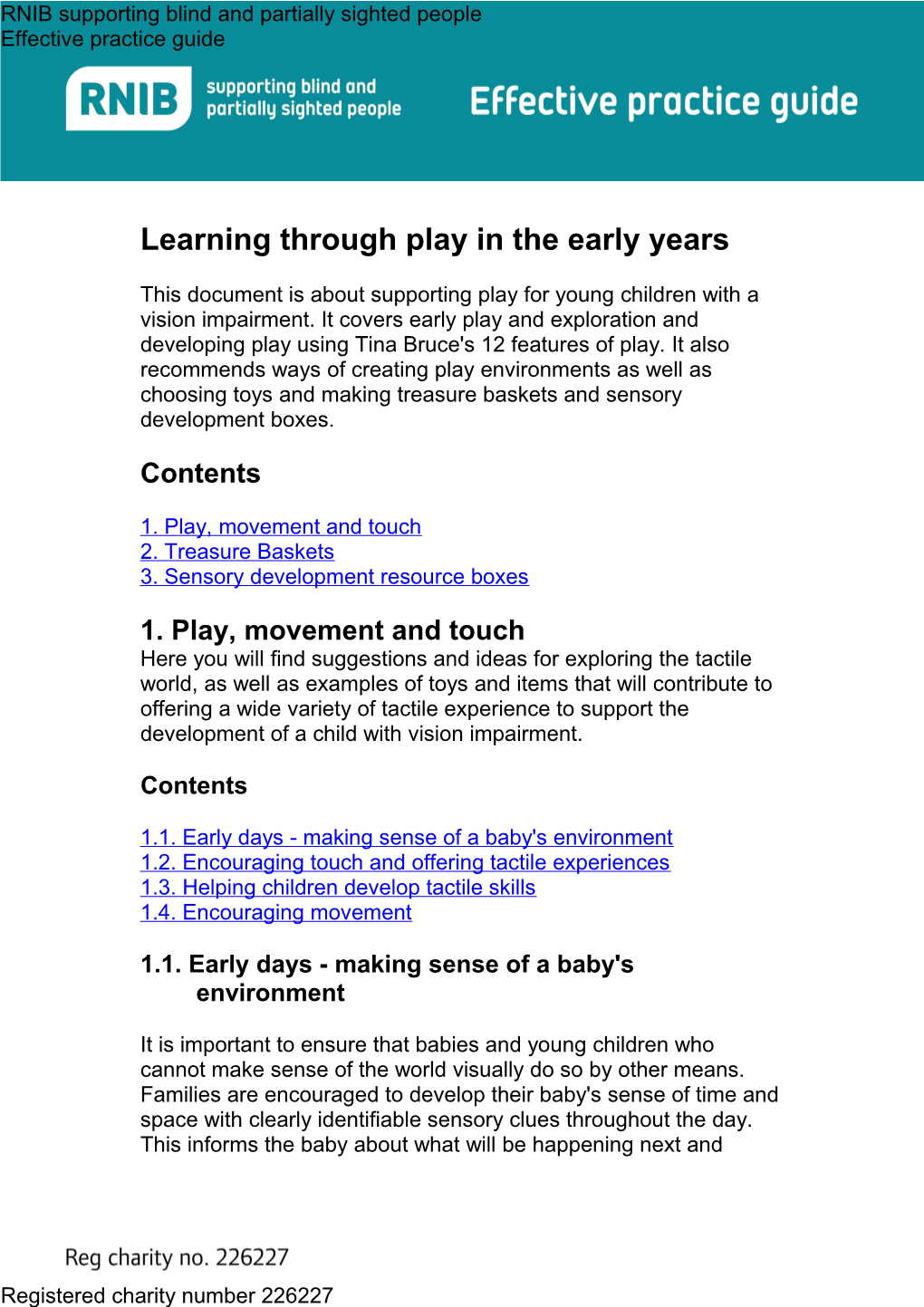 Play, Movement and Touch