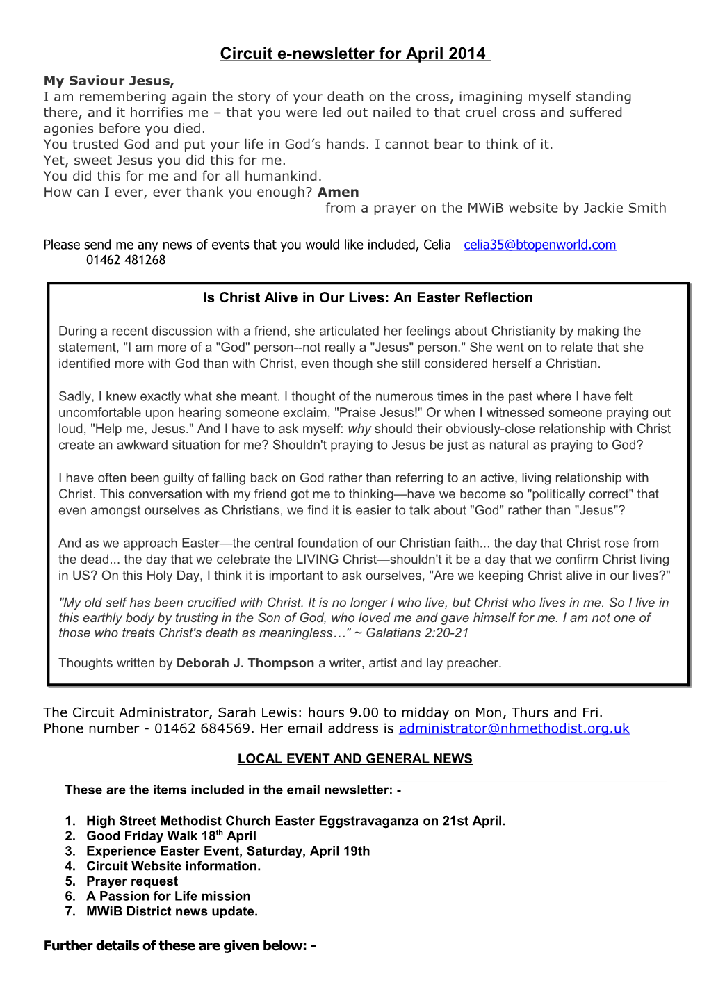 This Is the First Circuit E-Newsletter If I Have Any Names Or Posts Wrong, Please Let Me Know