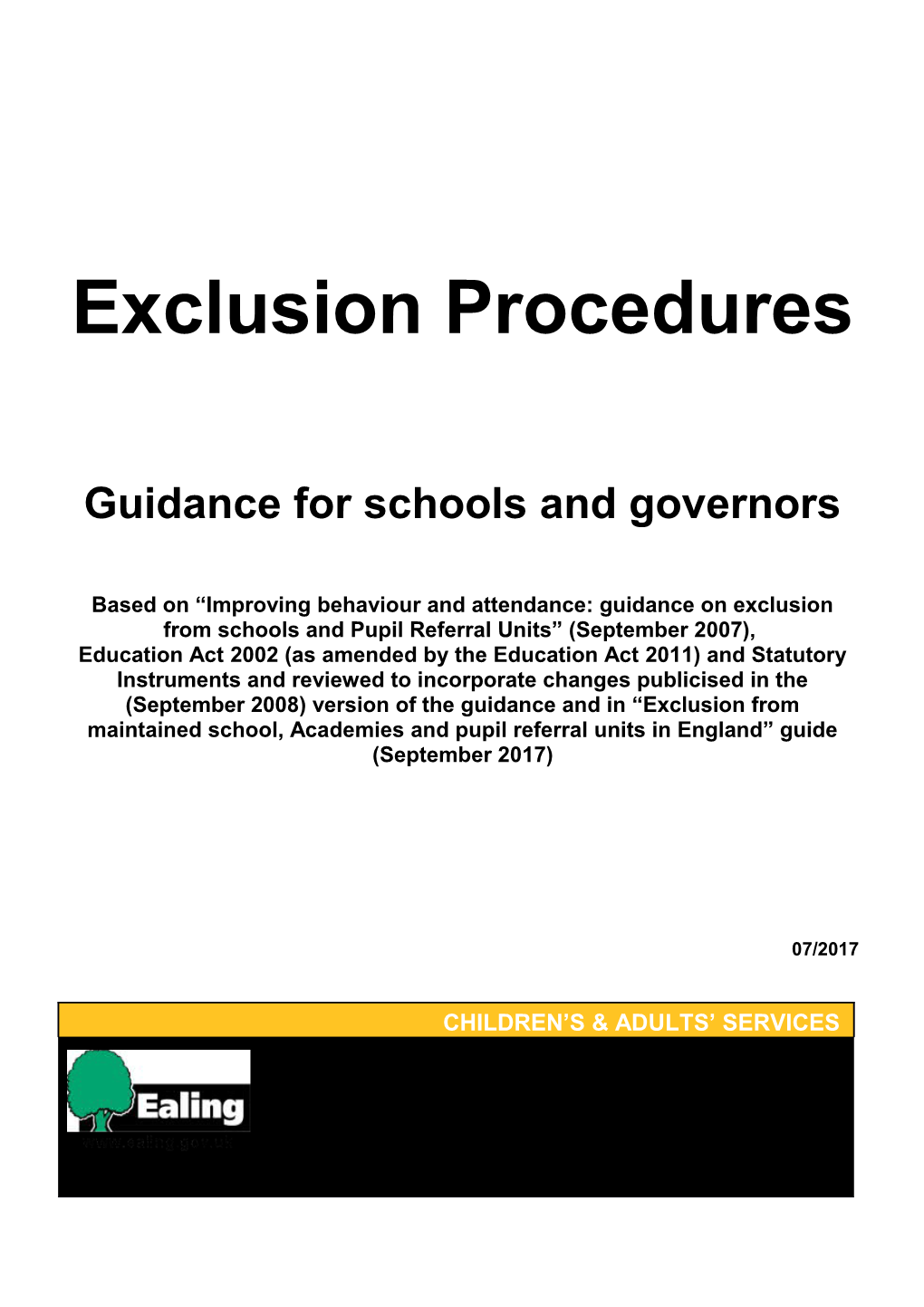 Guidance for Schools and Governors