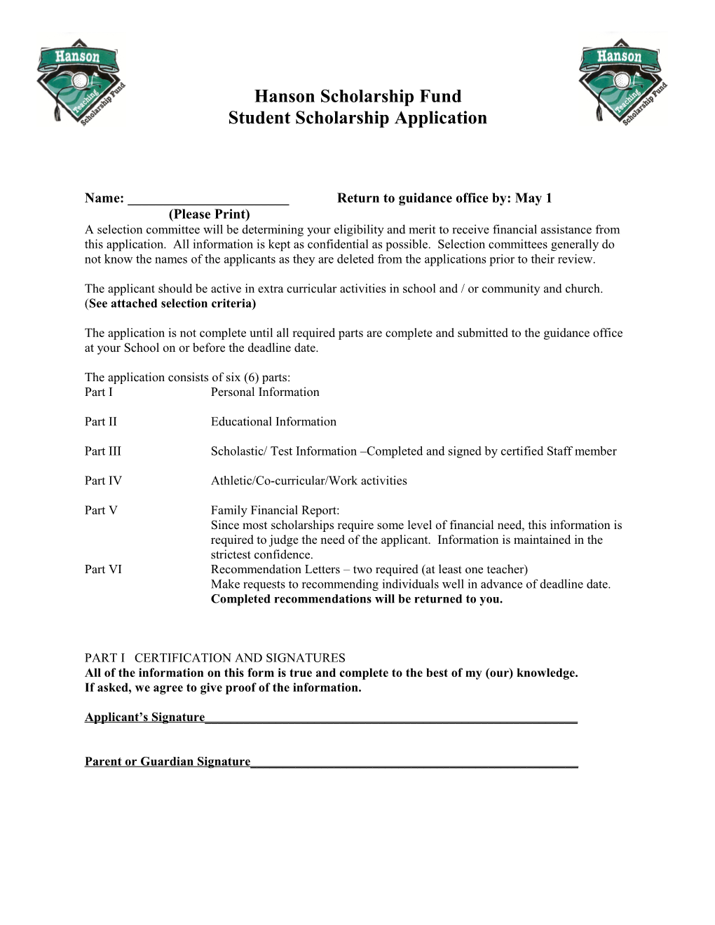 Student Scholarship Application