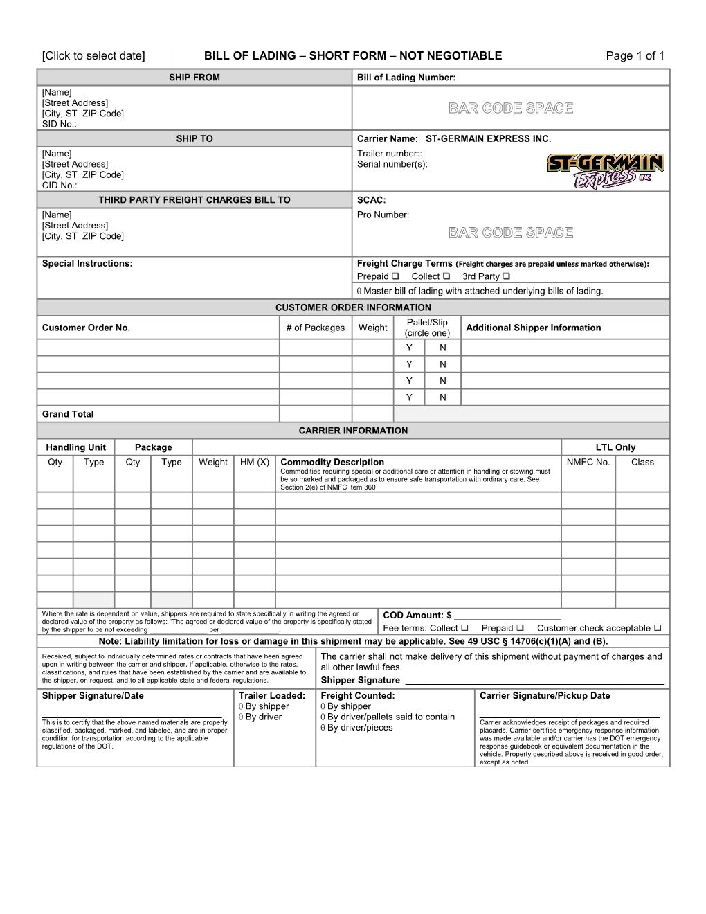 Bill of Lading s1