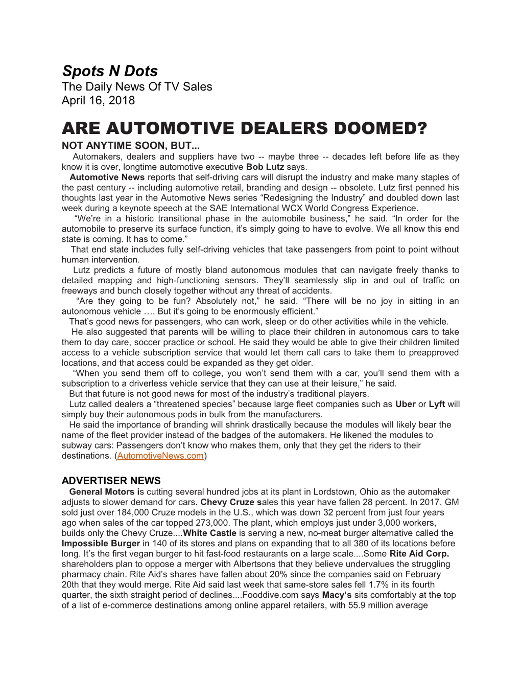 Are Automotive Dealers Doomed?