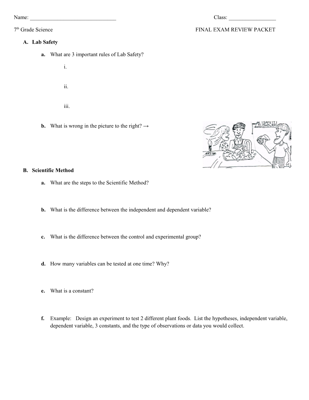 7Th Grade Science FINAL EXAM REVIEW PACKET