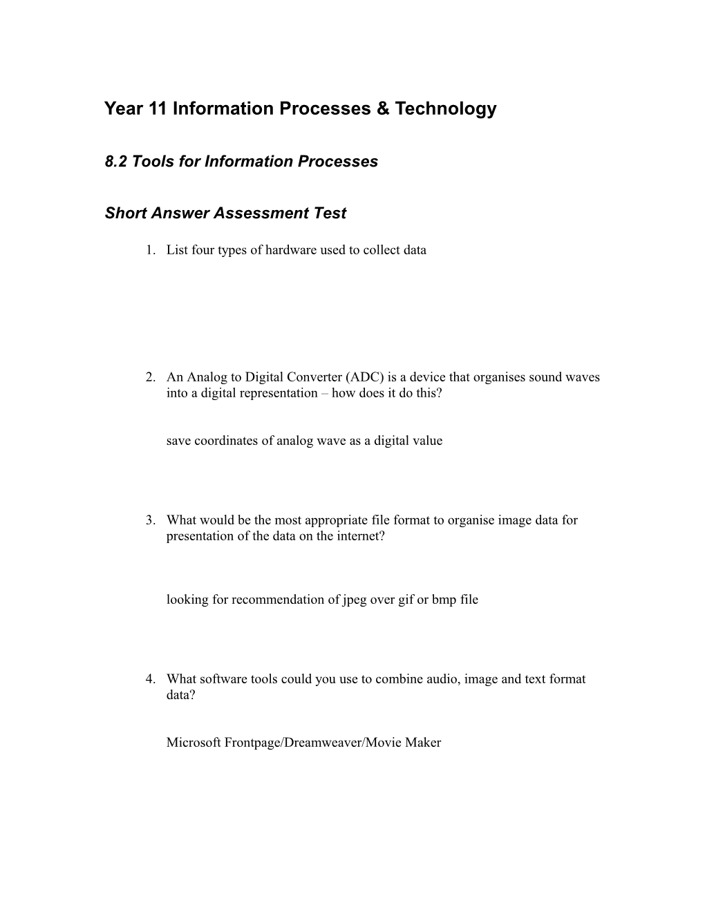 Year 11 Information Processes & Technology