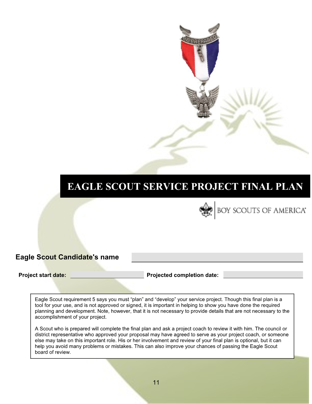 Eagle Scout Service Project Final Plan, Continued