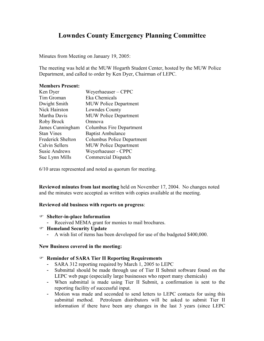 Lowndescounty Emergency Planning Committee