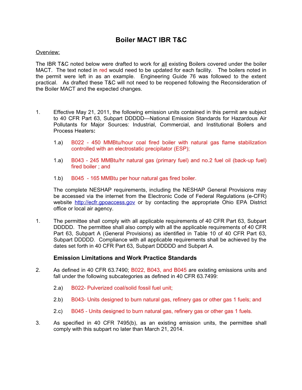 Boiler MACT IBR T&C