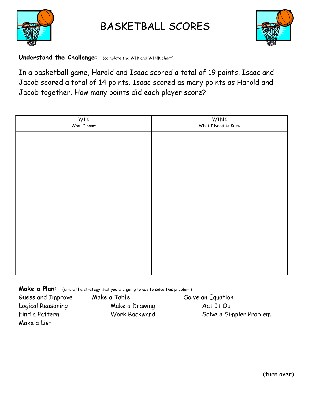 Understand the Challenge: (Complete the WIK and WINK Chart)