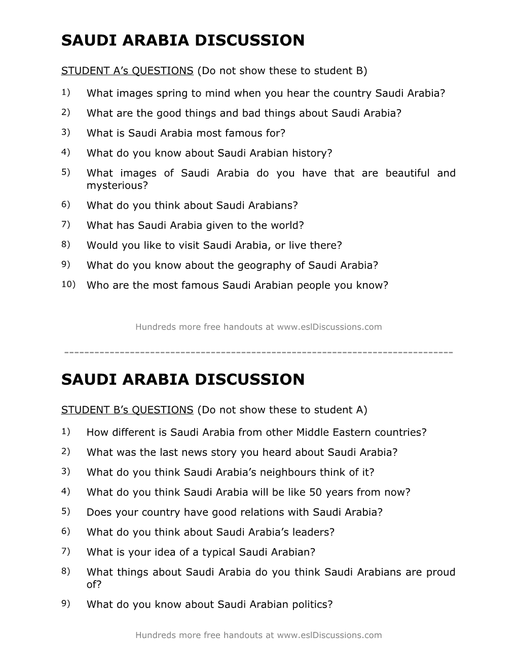 ESL Conversation Lesson on Saudi Arabia