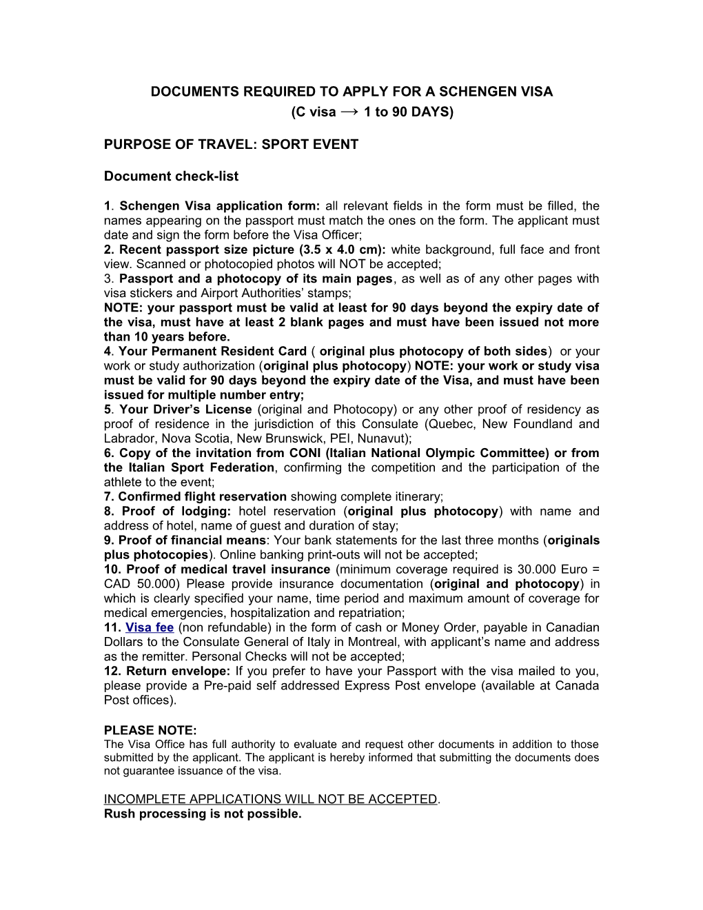 Documents Required to Apply for a Schengen Visa