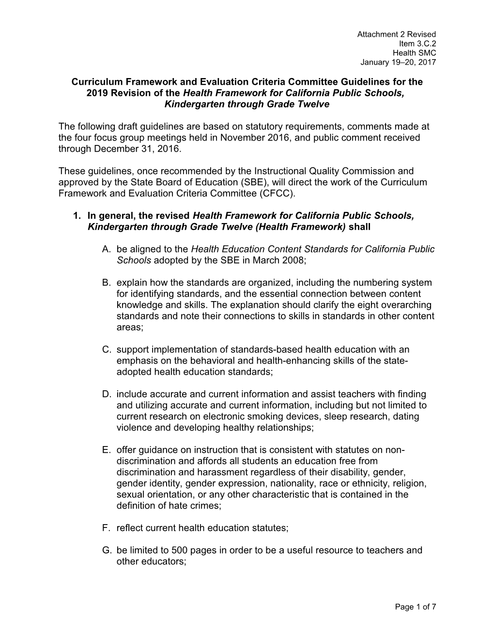 2019 Health Framework CFCC Guidelines - Instructional Quality Commission (CA Dept of Education)