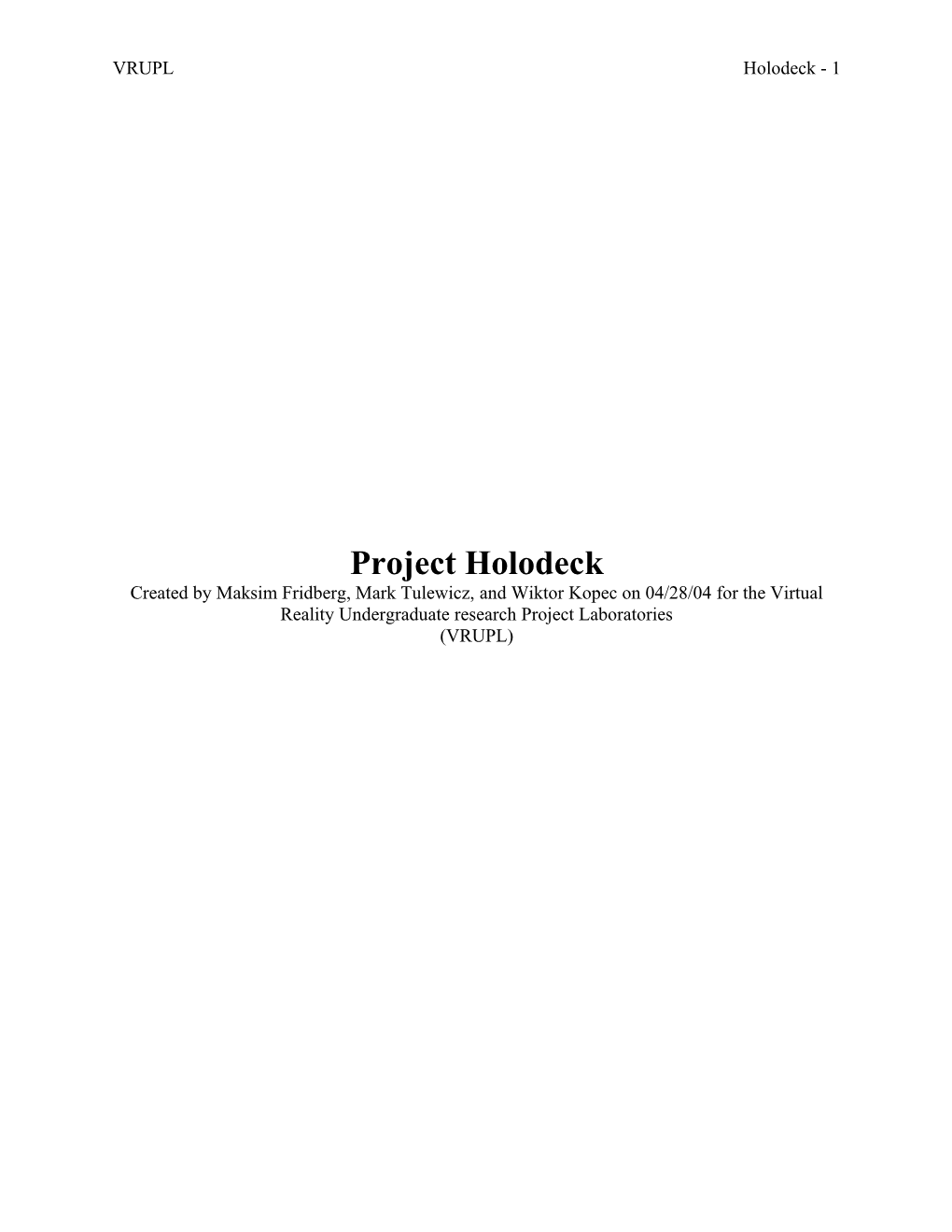 Project Holodeck