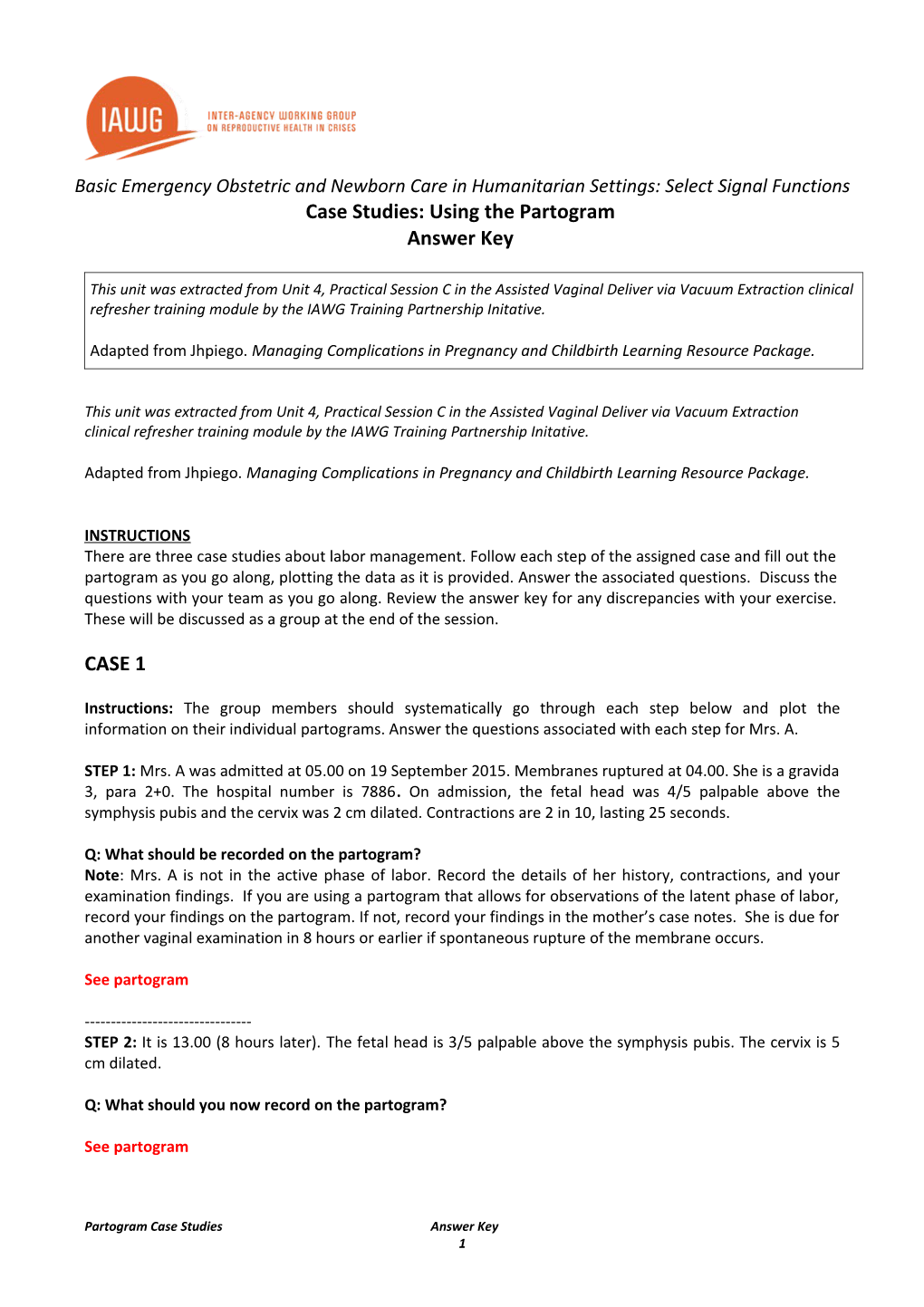 Exercise: Using the Partograph