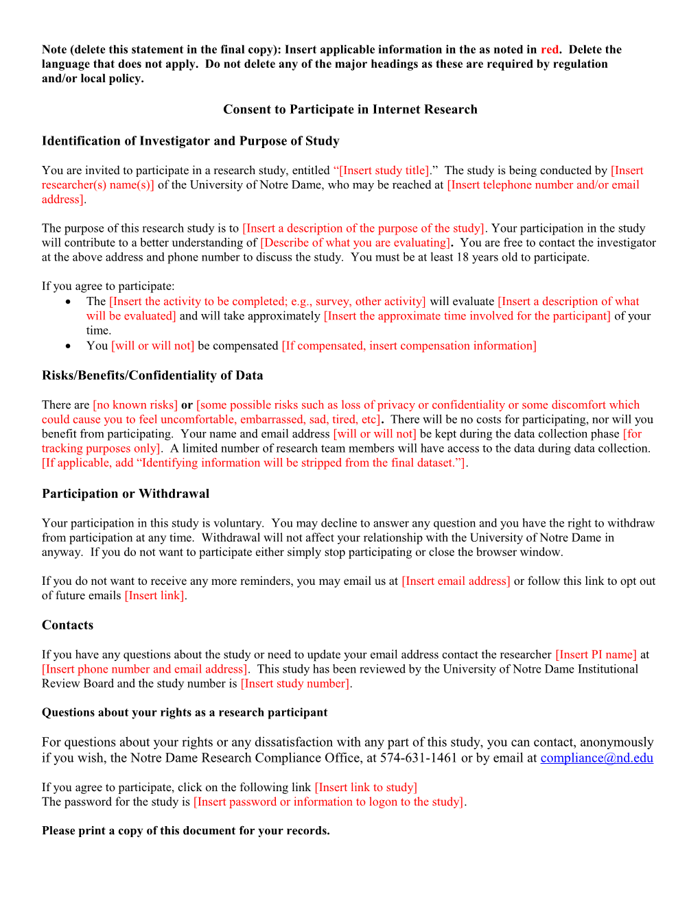 Consent Cover Letter for Survey Research s1