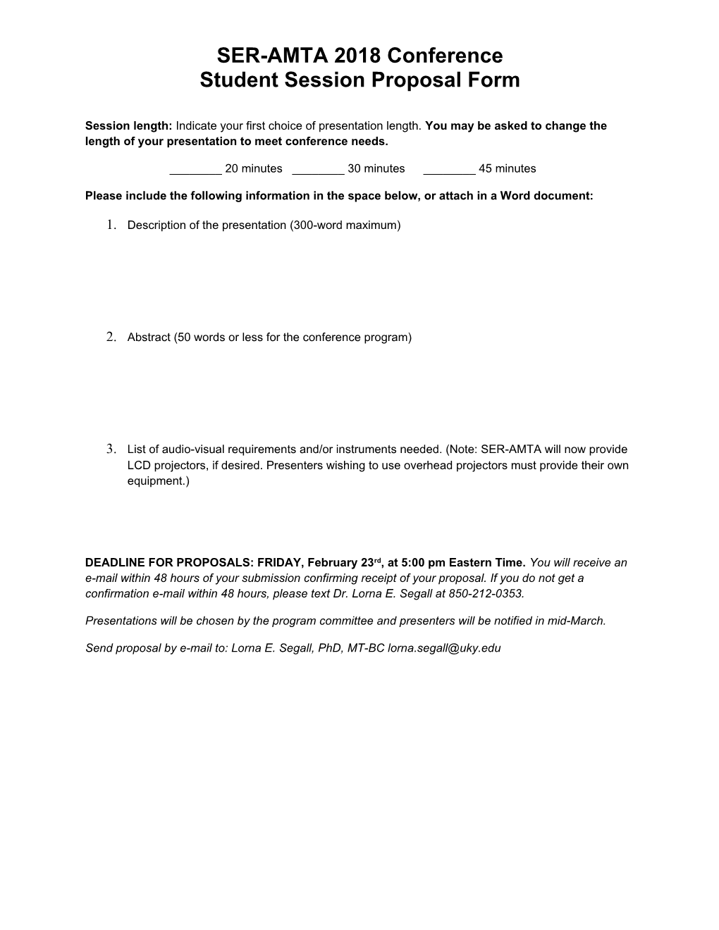 Student Session Proposal Form