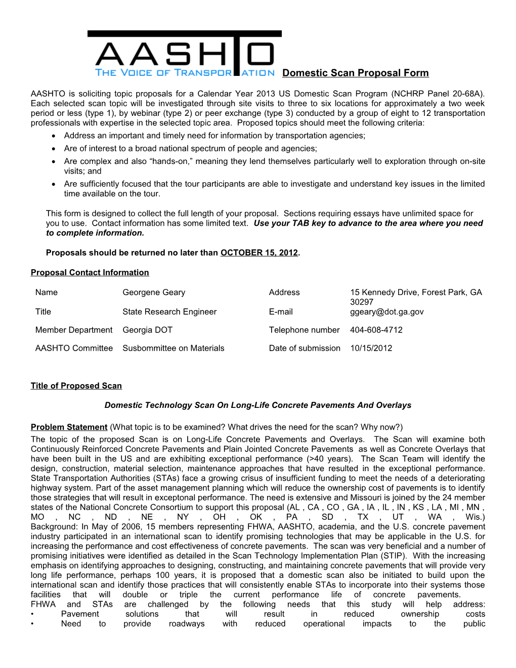 Concretepavement Domestic Scan Proposal