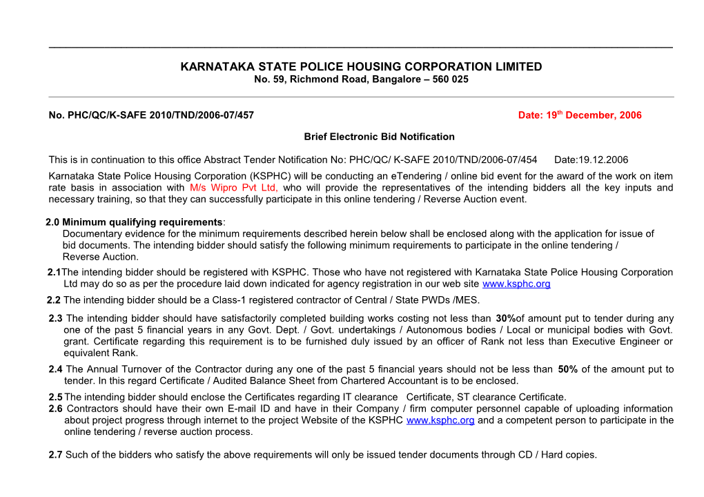 Karnataka State Police Housing Corporation Limited