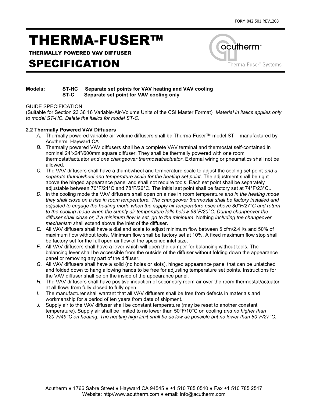 Models:ST-HC Separate Set Points for VAV Heating and VAV Cooling