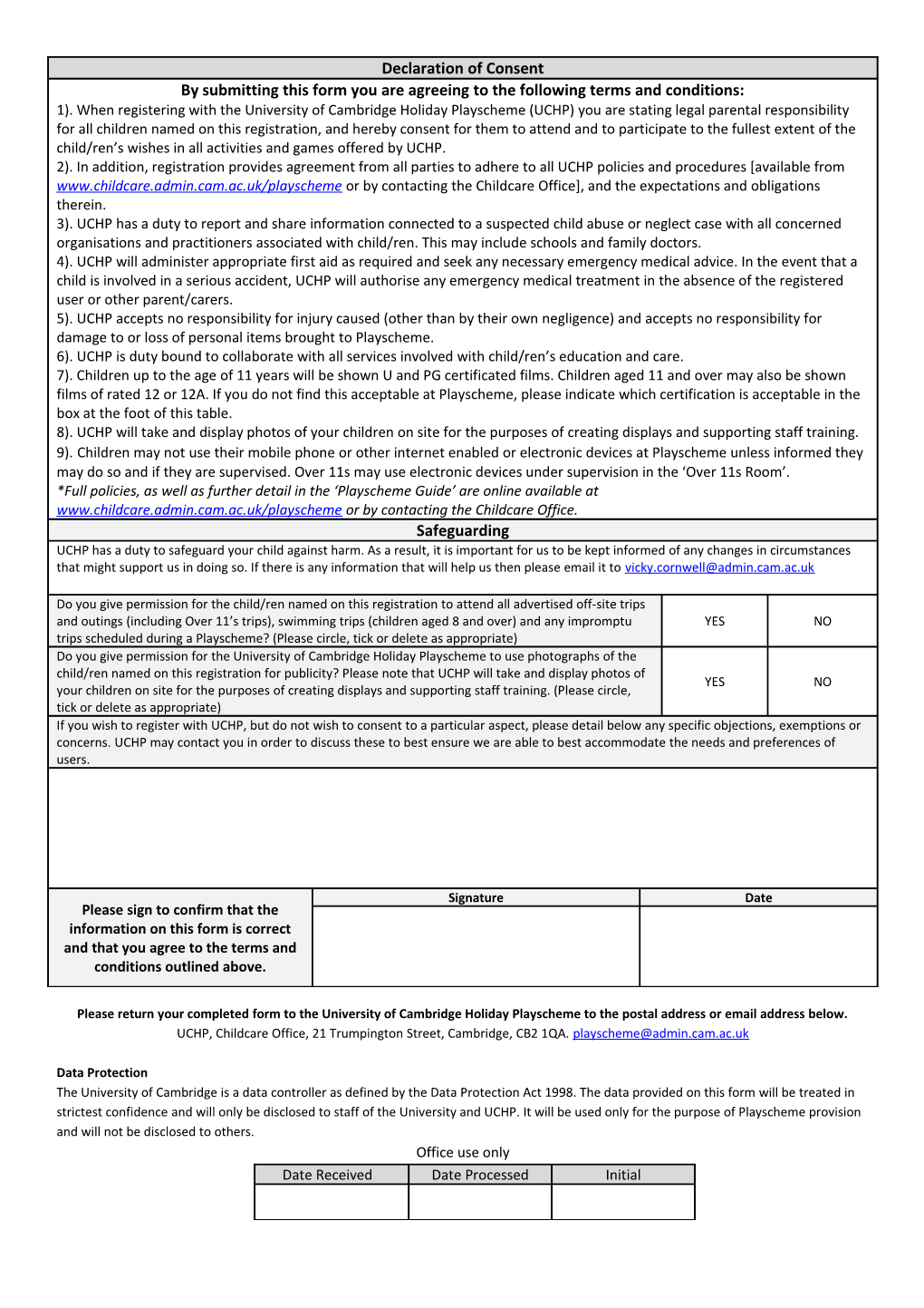 Annual Registration Form 2016