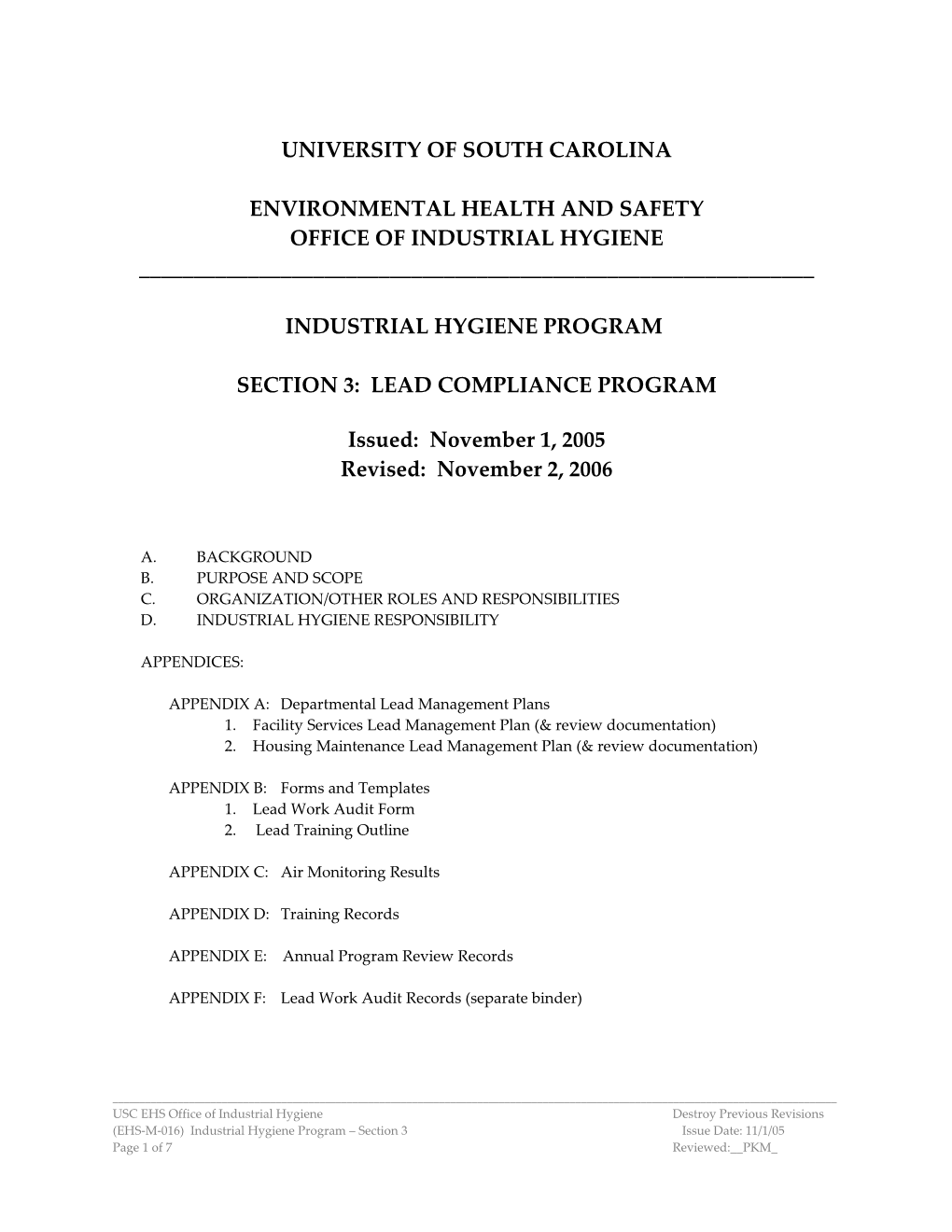 This Document Establishes Policies and Procedures Related to EHS Involvement with Asbestos