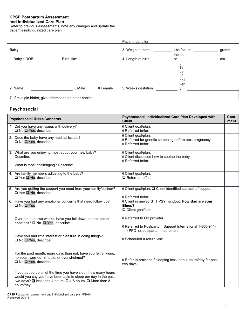 Postpartum Assessment And Care Plan