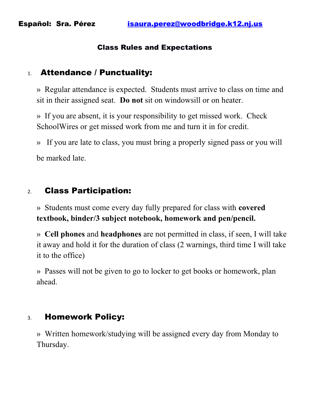 Class Rules and Expectations