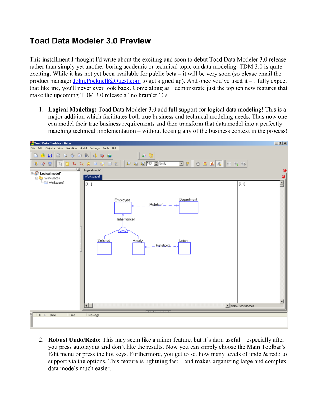 Toad Data Modeler 3.0 Preview
