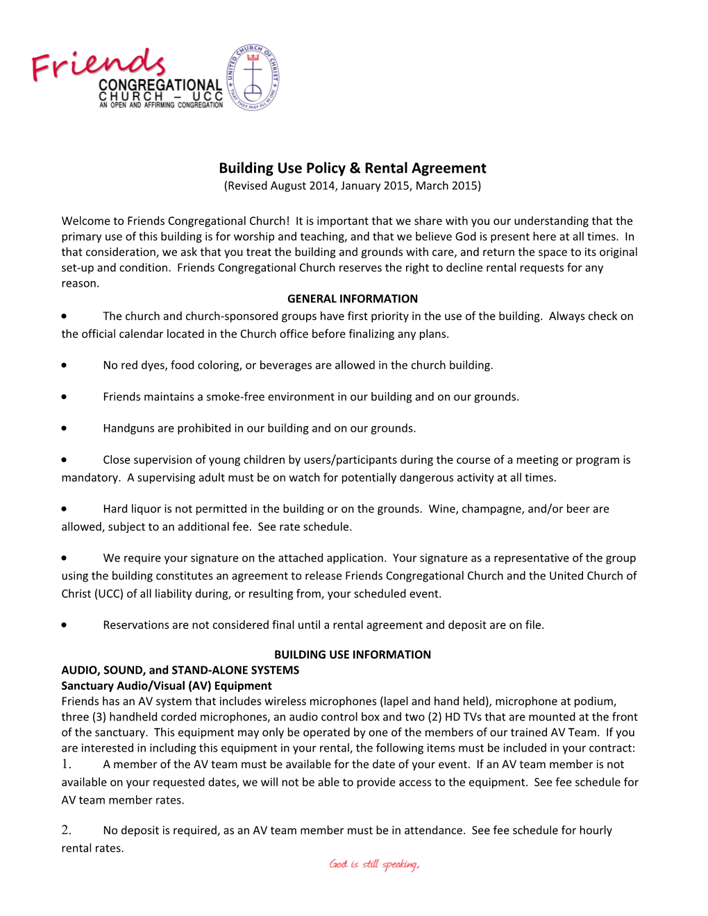 Building Use Policy & Rental Agreement