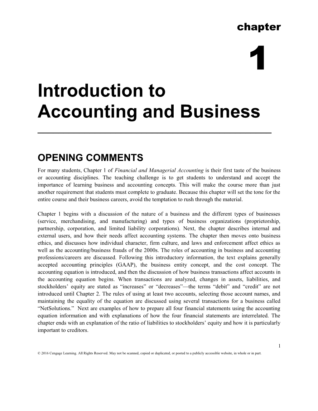 Chapter 1 Introduction to Accounting and Business 3
