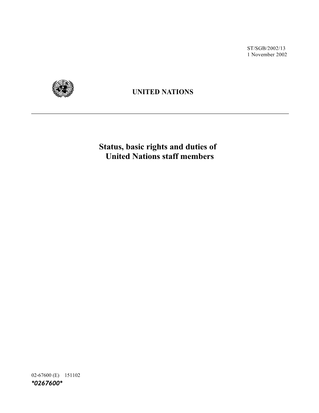 Status, Basic Rights and Duties of United Nations Staff Members