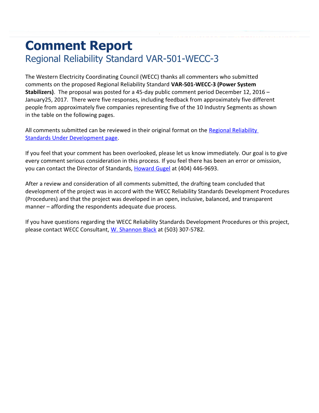 WECC-0107 Posting 1 VAR-501-WECC-2 Response to Comments at NERC 8-4-2015 Through 9-17-2015