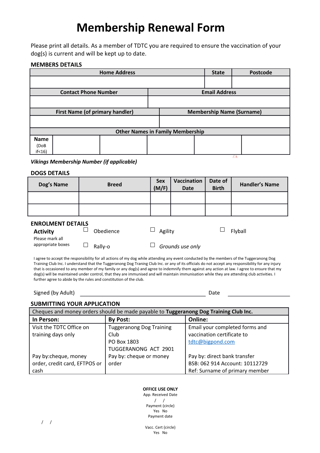 Membership Renewal Form