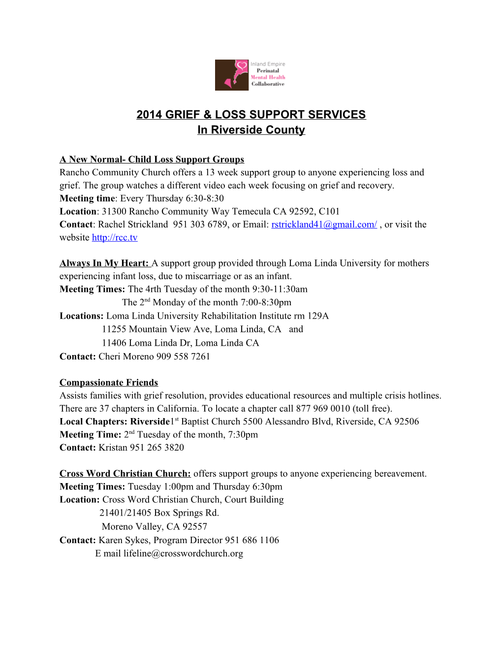 2014 Grief & Loss Support Services