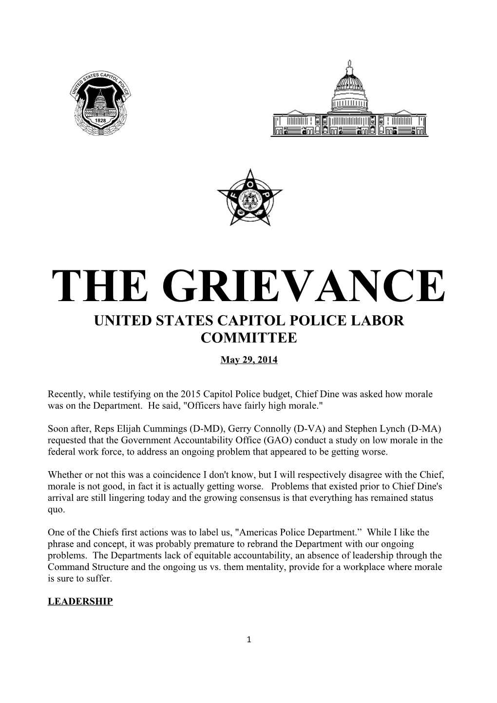 The Grievance United States Capitol Police Labor Committee