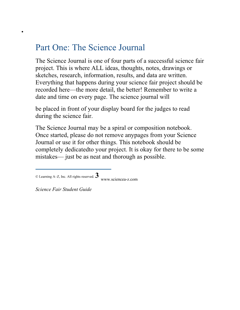 Part One: the Science Journal