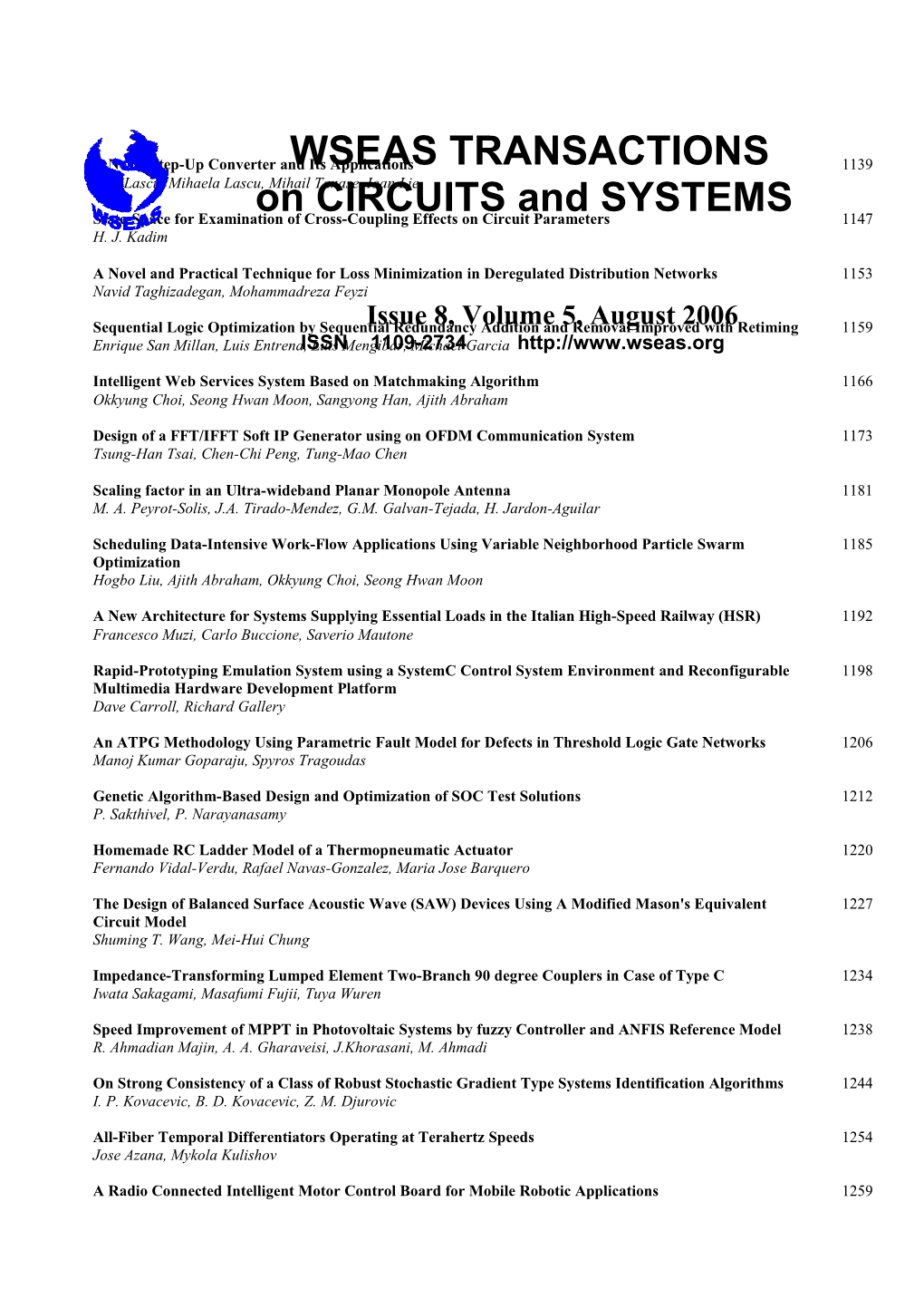 WSEAS Trans. on CIRCUITS and SYSTEMS, August 2006