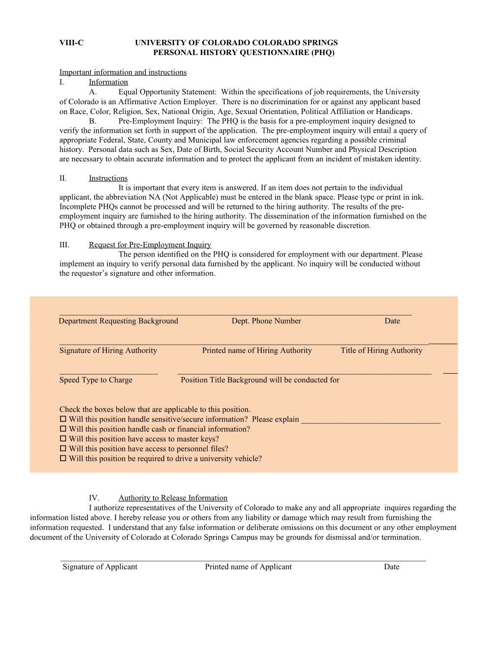 Disclosure And Authorization Form