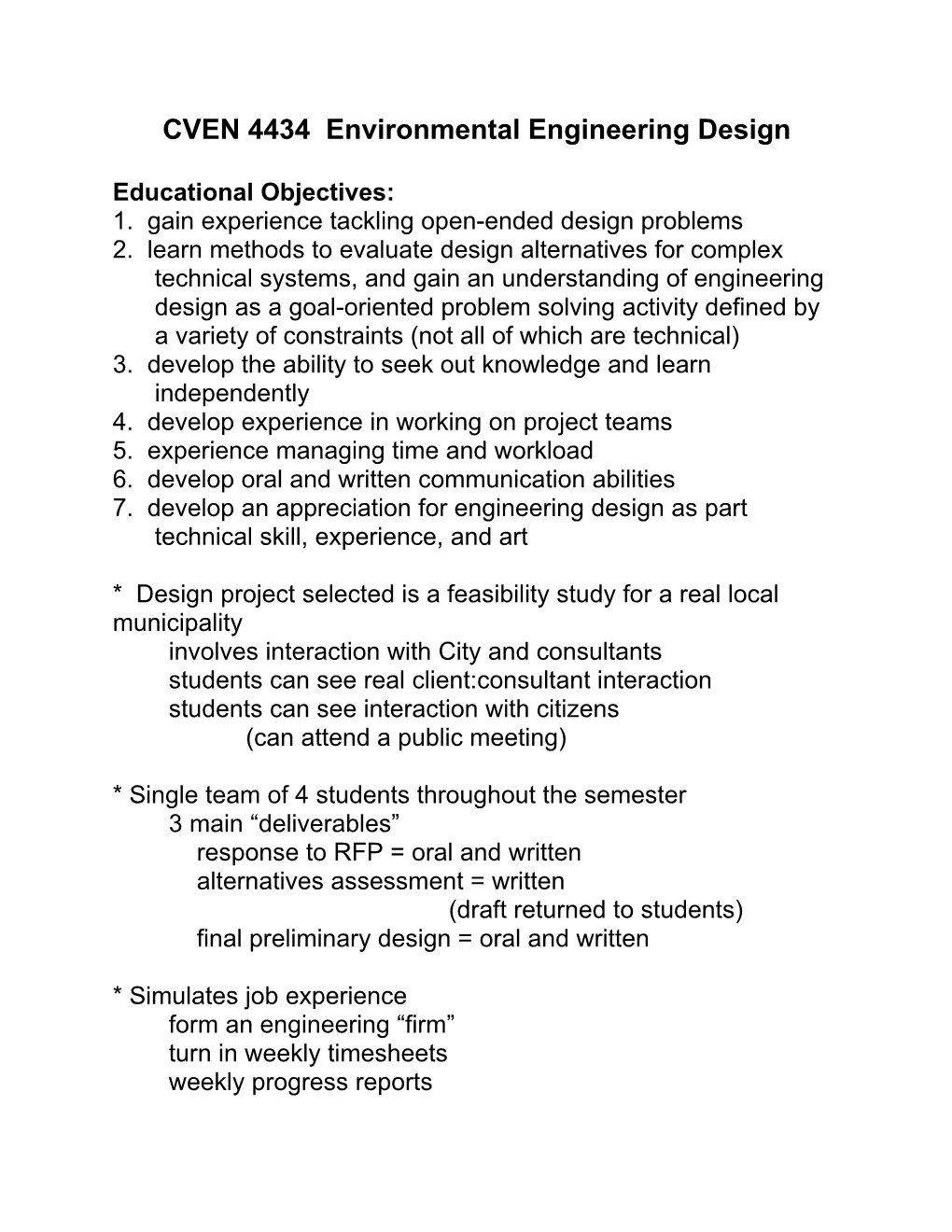 CVEN 4434 Environmental Engineering Design