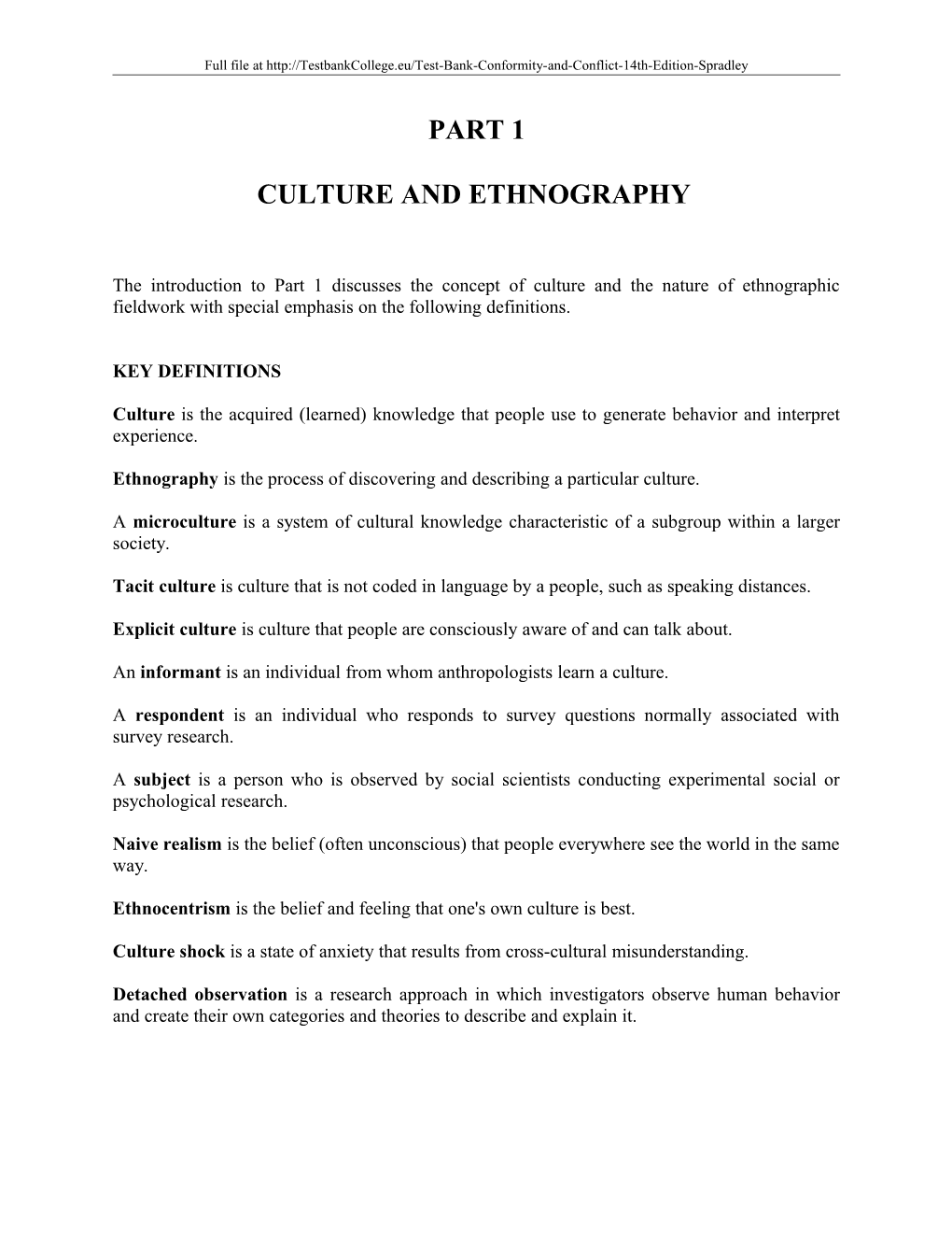 Culture and Ethnography