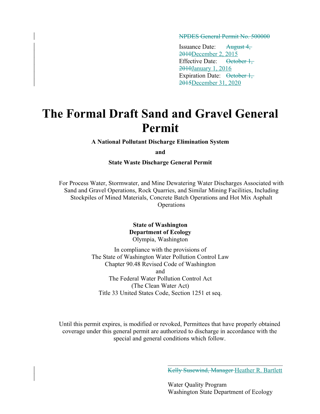 Formal Draft of the Sand & Gravel General Permit s1