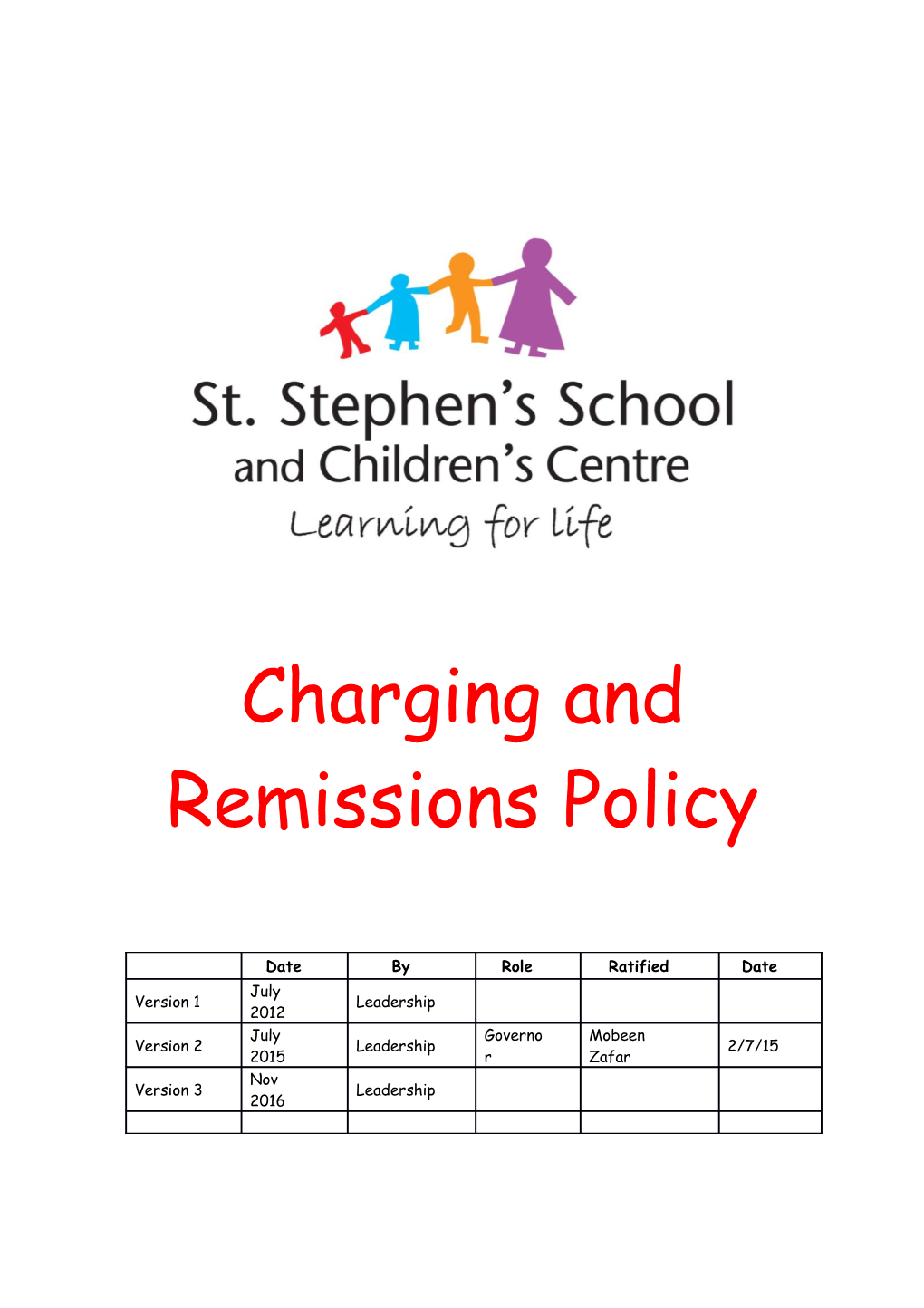 Charging and Remissions Policy