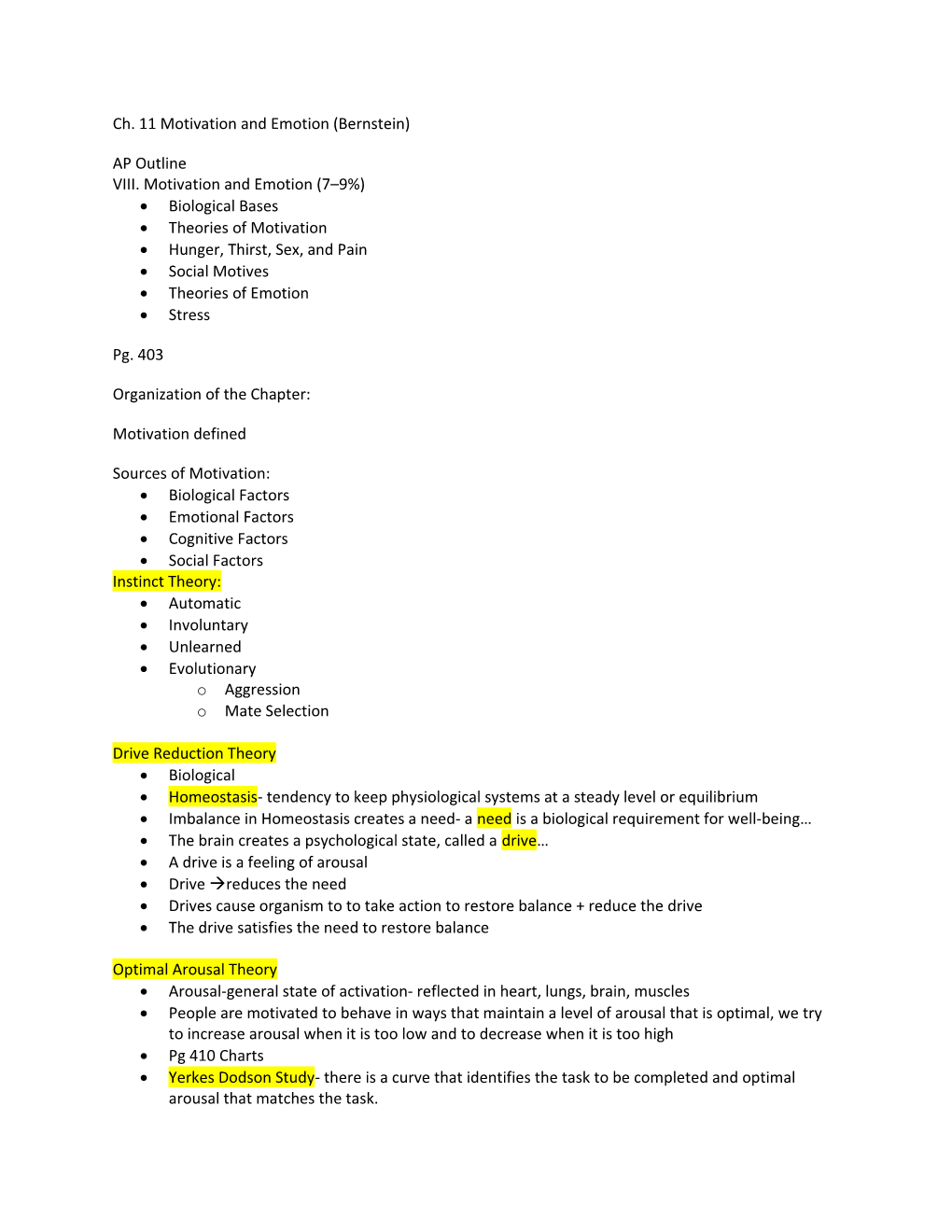 Ch. 11 Motivation and Emotion (Bernstein)