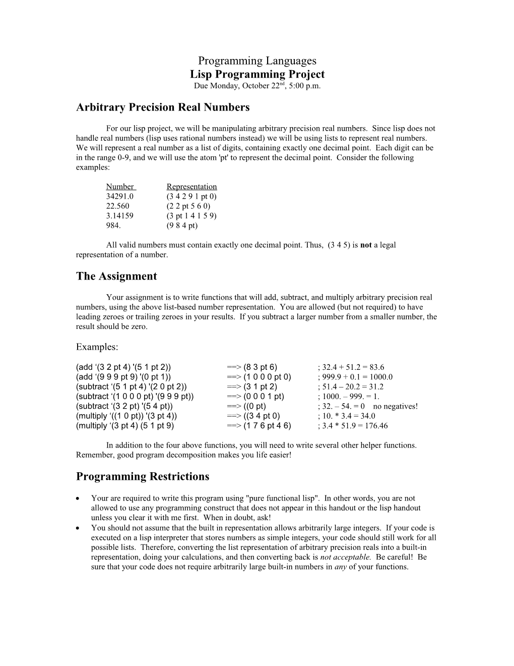 Arbitrary Precision Real Numbers