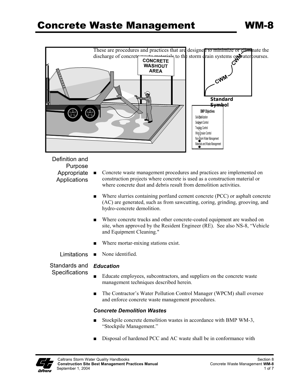 Construction Site Best Management Practices Manualconcrete Waste Management WM-8