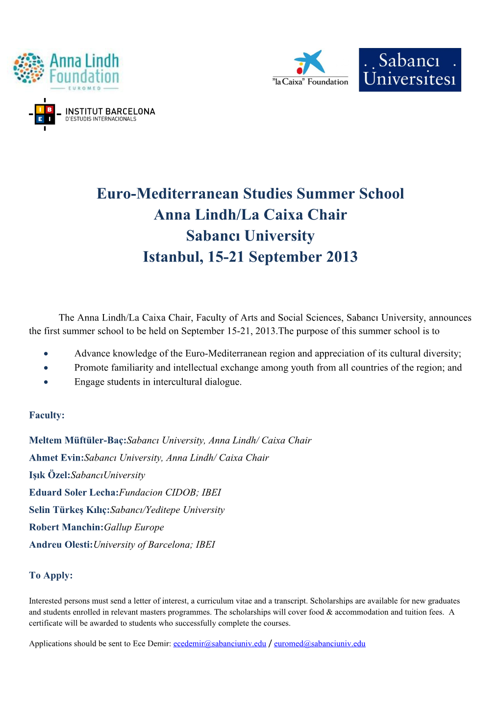 Euro-Mediterranean Studies Summer School